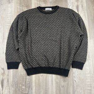Vintage Ottimo‎ Men's Size Large Gray Brown Acrylic Wool Blend Crewneck Sweater